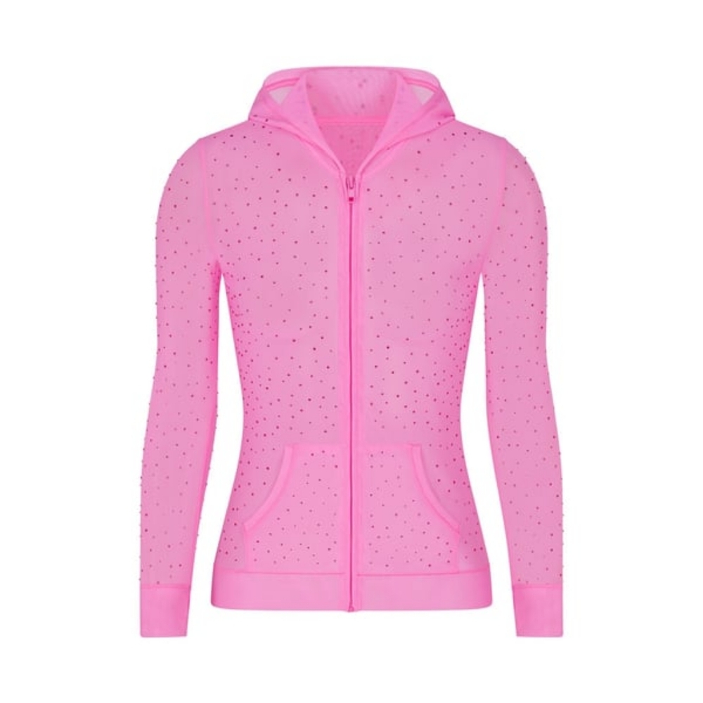 Skims mesh rhinestone hoodie taffy